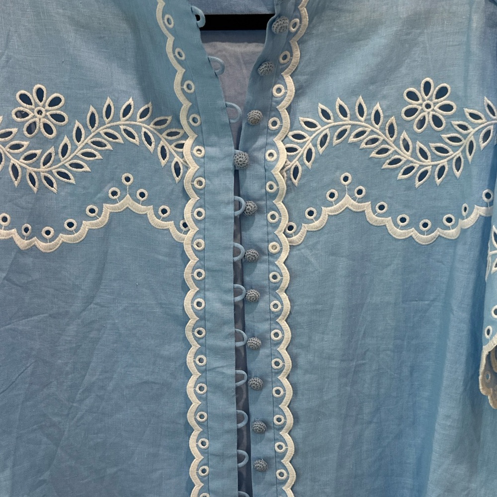 imitation size 1 Blue Eyelet Embroidered Set - Picture 6 of 17